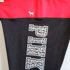 VS PINK NWOT Iridescent Bling Logo Yoga Le…